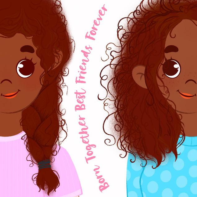 Dark-haired Girls Born Together Best Friends Forever Happy Birthday Confetti-exploding Greetings Card