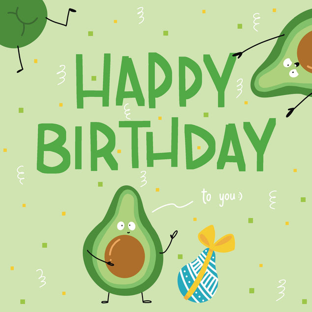 Funky Avocados Birthday Confetti-exploding Greetings Card