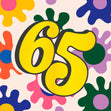 Pop Art Colorful Flowers Happy 65th Birthday Confetti-exploding Greetings Card