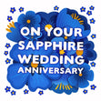 Blue Flowers Sapphire Wedding Anniversary Confetti-exploding Greetings Card