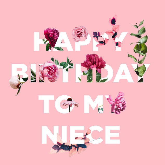 Simple Floral Pink Happy Birthday Niece Confetti-exploding Greetings Card
