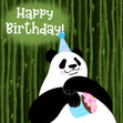 Panda With A Cake Happy Birthday Confetti-exploding Greetings Card