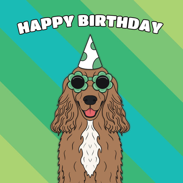 Cool Cocker Spaniel Dog Birthday Confetti-exploding Greetings Card