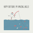 Fishing Seagull Happy Birthday Uncle Confetti-exploding Greetings Card
