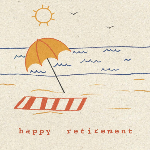 Happy Retirement Cartoon Beach Confetti-exploding Greetings Card