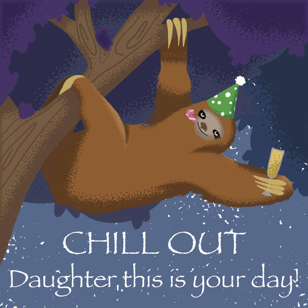 Happy Birthday Daughter Sloth With A Glass Of Champagne Confetti-exploding Greetings Card