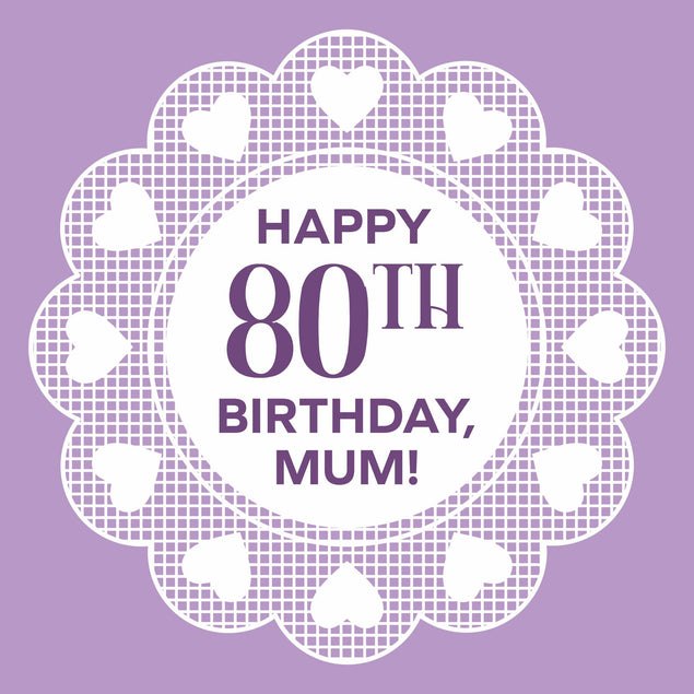 Purple Background Happy 80th Birthday Mum Confetti-exploding Greetings Card