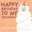 Cute Smiling Alpaca Happy Birthday Grandson Confetti-exploding Greetings Card