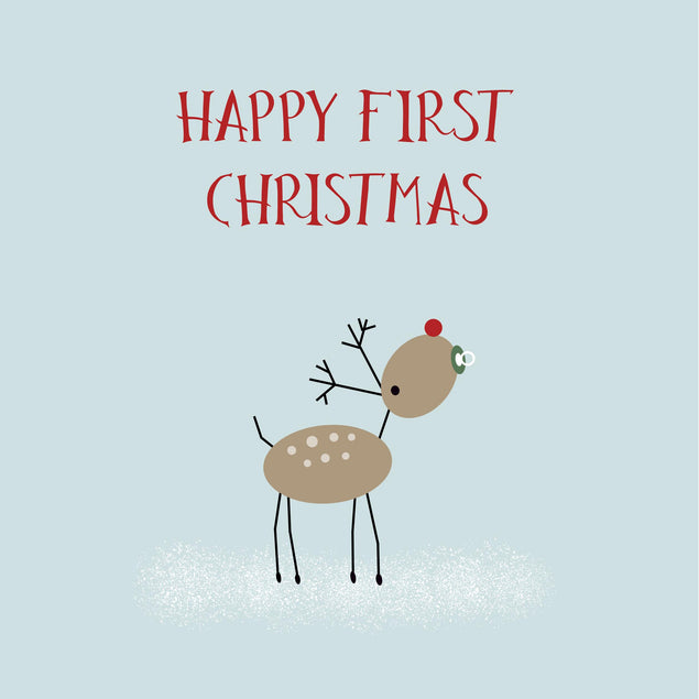 Little Reindeer Happy 1st Christmas Confetti-exploding Greetings Card