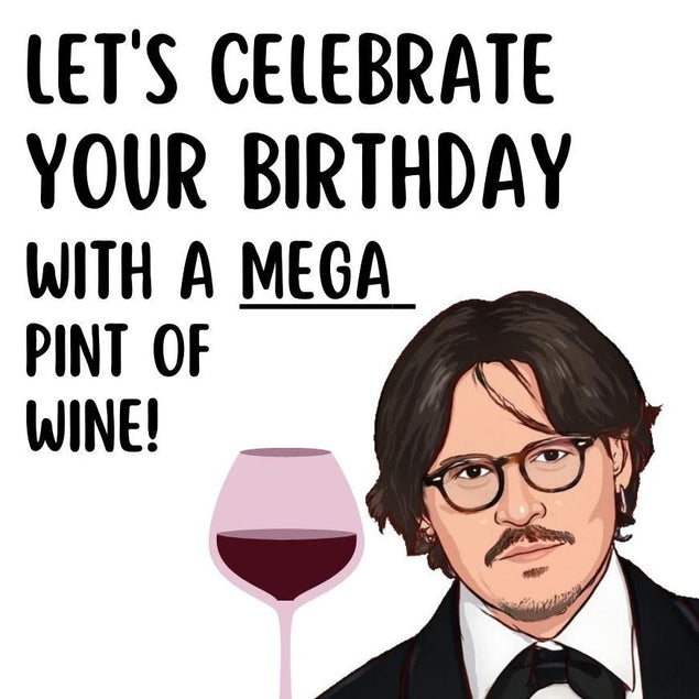 Let's celebrate your Birthday with a mega pint of wine Confetti-exploding Greetings Card