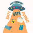 Party Spaceship Happy 47th Birthday Confetti-exploding Greetings Card