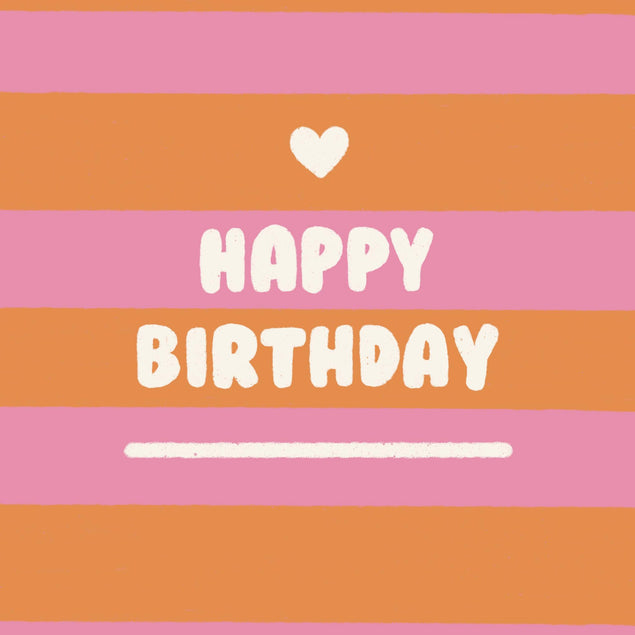 Pink And Orange Stripes Birthday Confetti-exploding Greetings Card