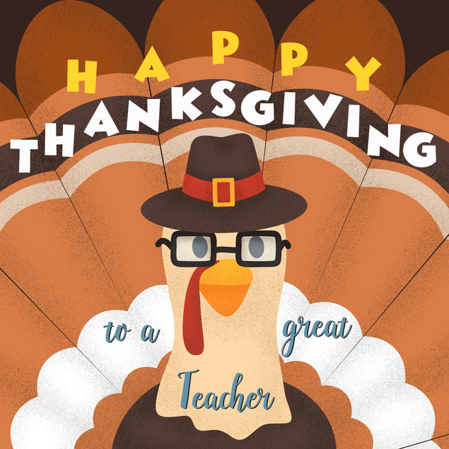 Turkey Happy Thanksgiving Day To Great Teacher Confetti-exploding Greetings Card