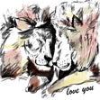 Sketched Lions Love You Confetti-exploding Greetings Card