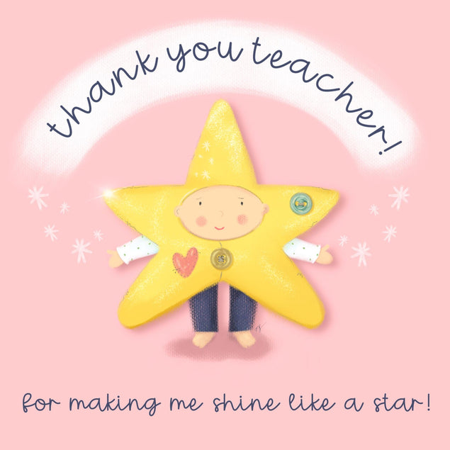Thank You Teacher For Making Me Shine Like A Star! (Pink) Confetti-exploding Greetings Card