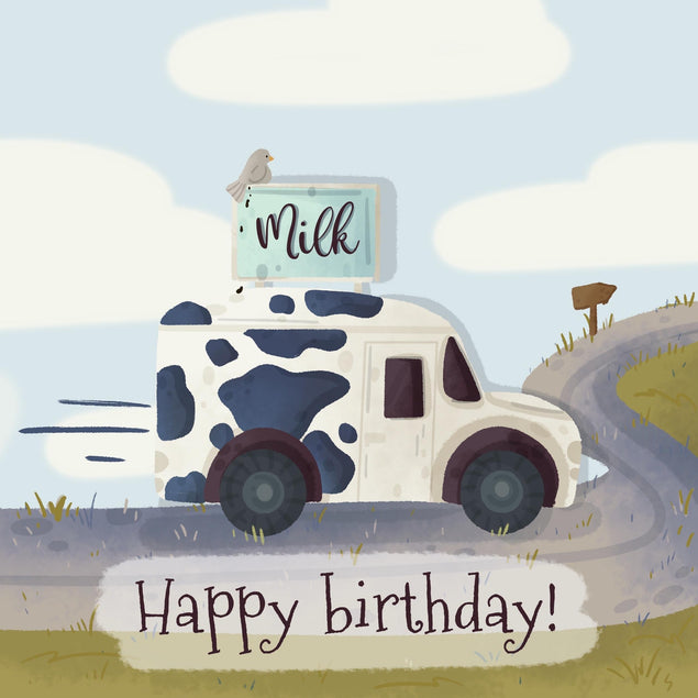 Milk Delivery Happy Birthday Confetti-exploding Greetings Card