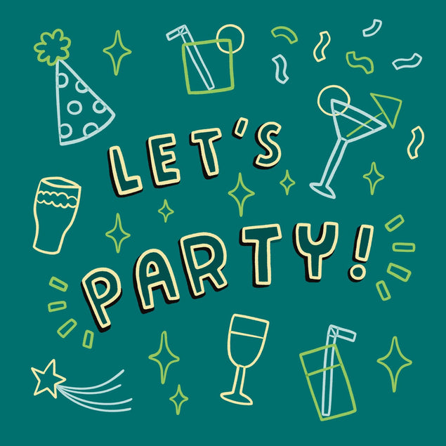 Let's Party Drinks Confetti-exploding Greetings Card