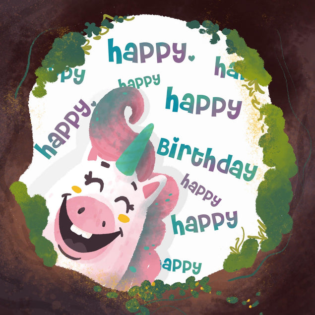 Smiling Unicorn Happy Birthday Confetti-exploding Greetings Card