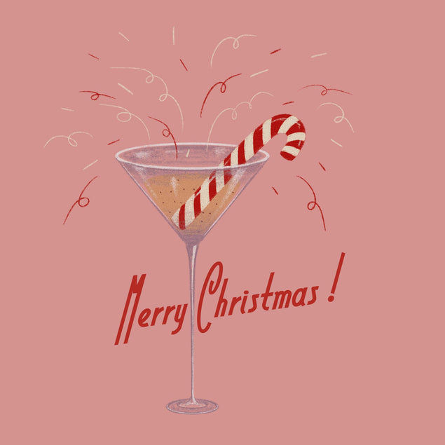 Merry Christmas Cocktail With Candy Cane Confetti-exploding Greetings Card
