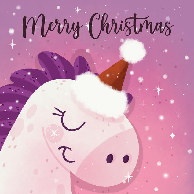 Merry Christmas Cute Unicorn Confetti-exploding Greetings Card