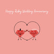 Happy Ruby Wedding Anniversary Cute Ruby Couple Confetti-exploding Greetings Card