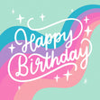 Pastel Stripe Birthday Confetti-exploding Greetings Card