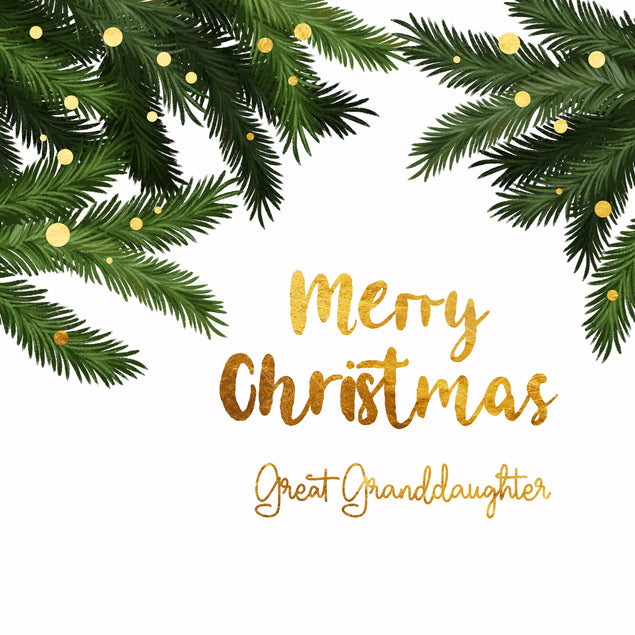 Merry Christmas Great Granddaughter Golden Letters Confetti-exploding Greetings Card