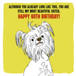 Funny Dog Happy 60th Birthday Sister Confetti-exploding Greetings Card
