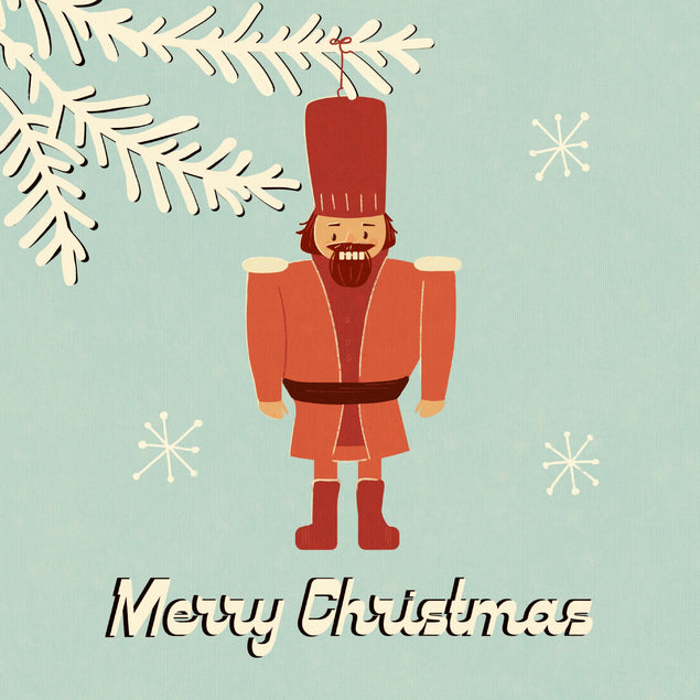 Nutcracker Merry Christmas In Blue Confetti-exploding Greetings Card