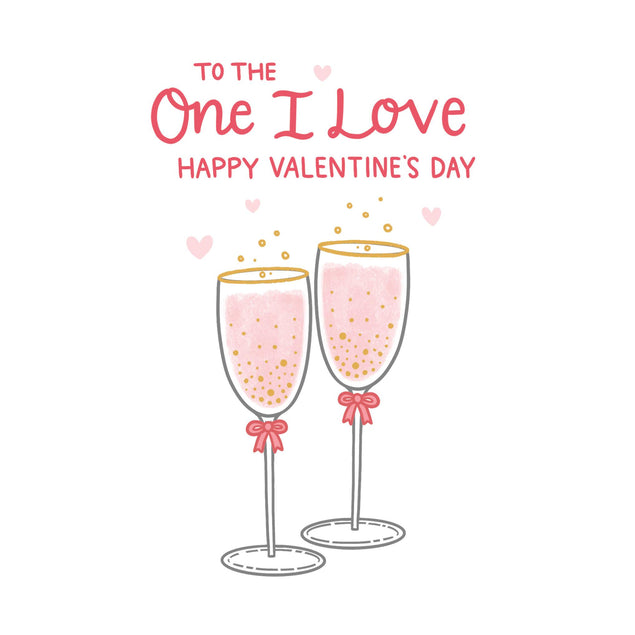 To The One I Love Glasses Of Pink Champagne Valentine's Day Confetti-exploding Greetings Card