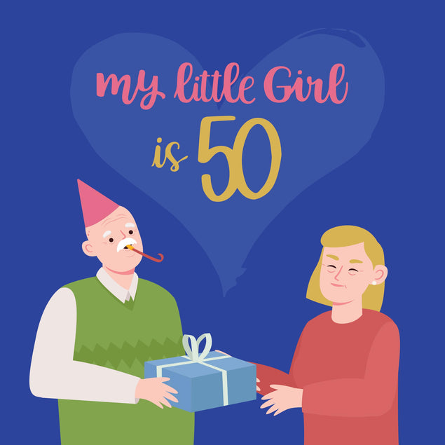 My Little Girl Is 50 Birthday Confetti-exploding Greetings Card