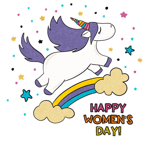 Rainbow Unicorn Happy Women's Day Confetti-exploding Greetings Card