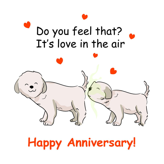Funny Dog Fart Happy Anniversary Confetti-exploding Greetings Card
