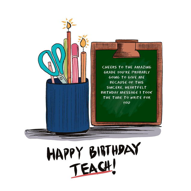Chalkboard Happy Birthday Teach Confetti-exploding Greetings Card