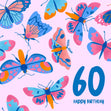 Delicate Pink Butterfly 60th Birthday Confetti-exploding Greetings Card