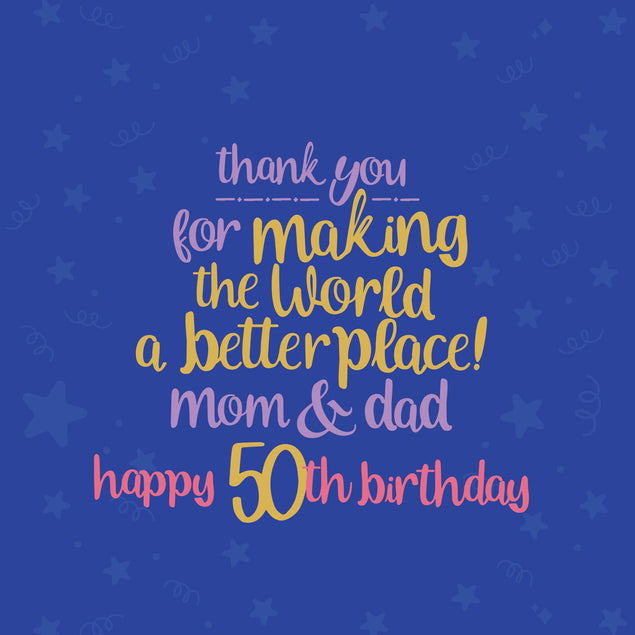 From Mom And Dad Happy 50th Birthday Confetti-exploding Greetings Card