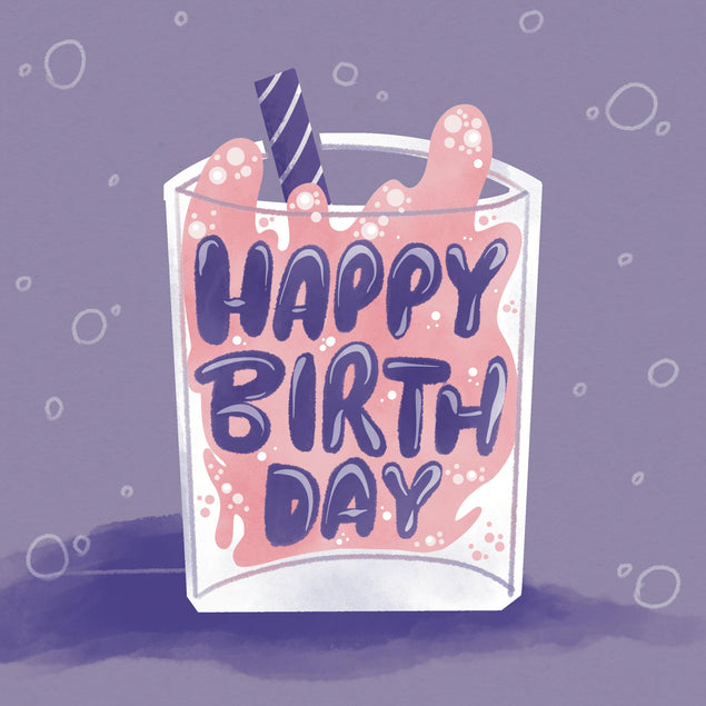 Fresh Strawberry Milkshake Happy Birthday Confetti-exploding Greetings Card