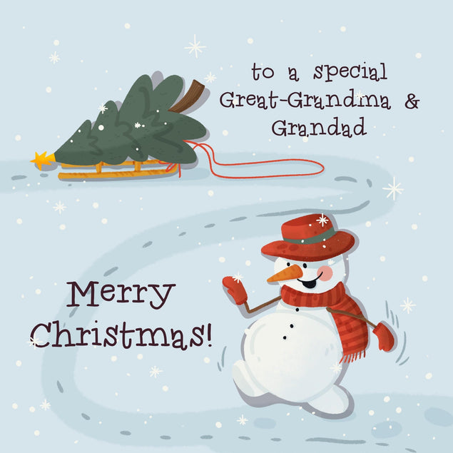 Merry Christmas Great-Granma And Grandad Funny Snowman Confetti-exploding Greetings Card