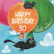 Flying Black Cat Happy 30th Birthday Niece Confetti-exploding Greetings Card