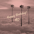 Happy Birthday Palm Trees In Clouds Confetti-exploding Greetings Card