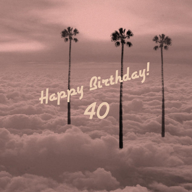 Happy Birthday Palm Trees In Clouds Confetti-exploding Greetings Card