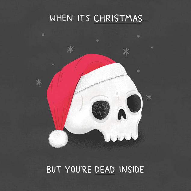 Dead Inside Festive Skull Christmas Confetti-exploding Greetings Card
