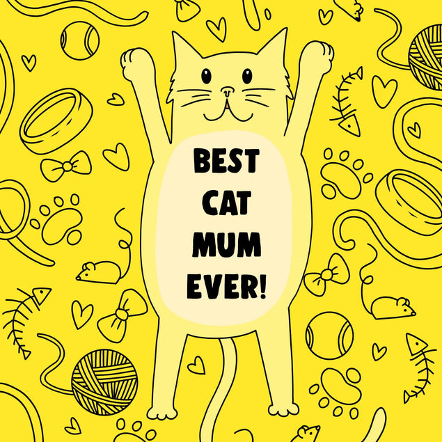 Best Cat Mum Ever Cute Chubby Cat Mother's Day Confetti-exploding Greetings Card