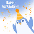 Festive Penguin Happy Birthday Confetti-exploding Greetings Card