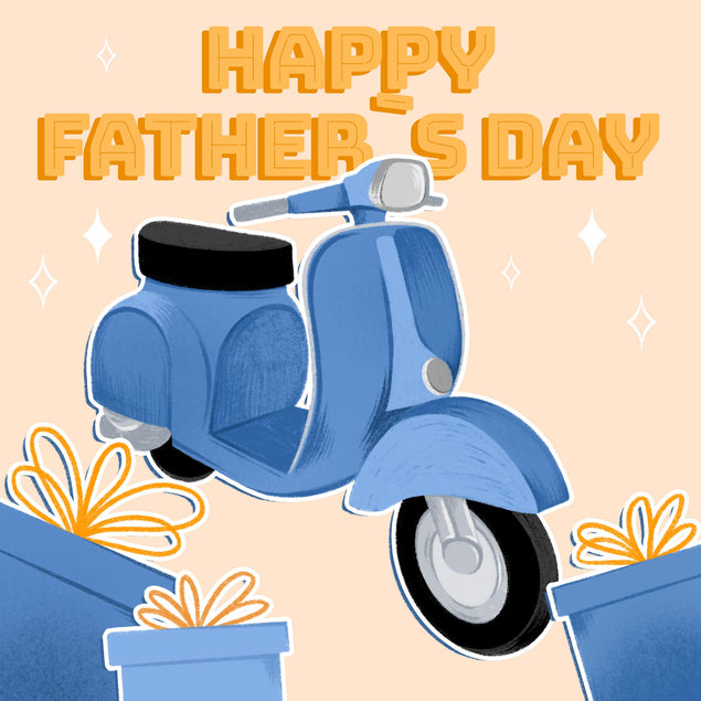 Blue Lambretta Scooter Happy Father's Day Confetti-exploding Greetings Card