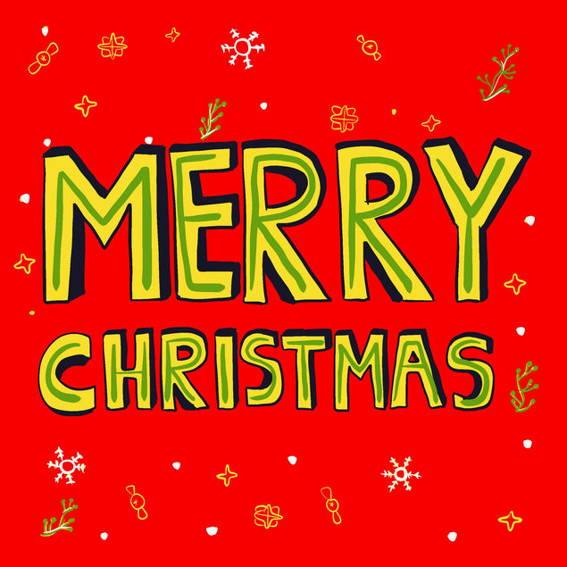 Red Background Merry Christmas Confetti-exploding Greetings Card