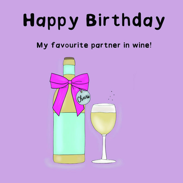 Happy Birthday My Favourite Partner In Wine Confetti-exploding Greetings Card
