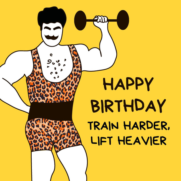 Yellow Background Crossfitter Happy Birthday Confetti-exploding Greetings Card