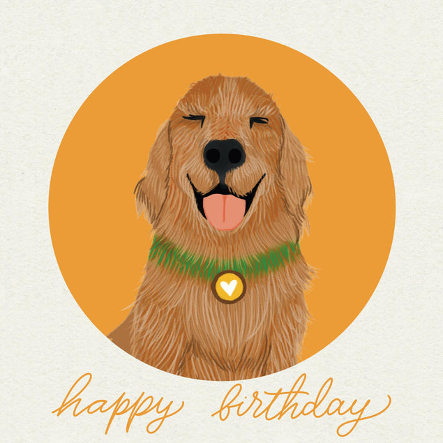 Happy Birthday Smiling Golden Retriever Confetti-exploding Greetings Card