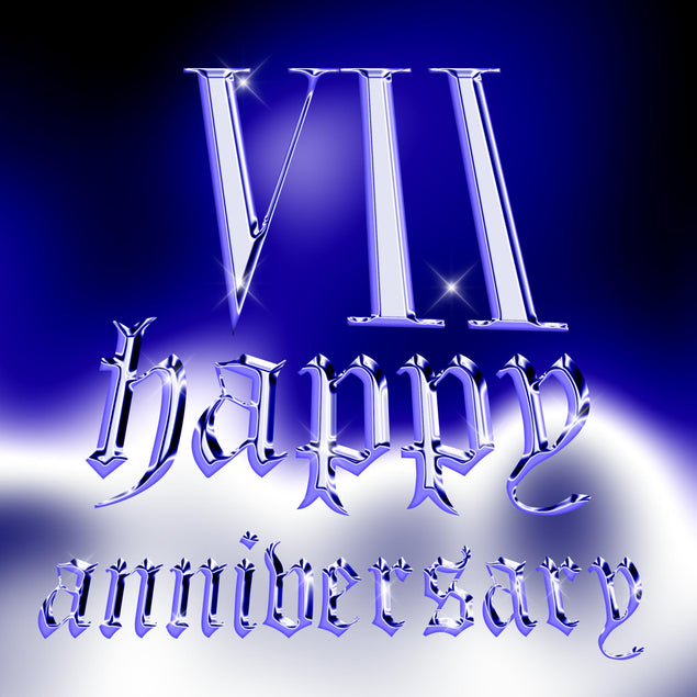 Happy 7th Anniversary Shining Roman Numerals Confetti-exploding Greetings Card